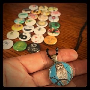 Artisan made magnet necklace with 27 artsy buttons